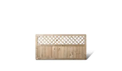 Gartenzaun aus druckimprägnierter Fichte mit Rankgitter. 180x90cm. Rank Maschenweite: ca. 6 x 6cm
