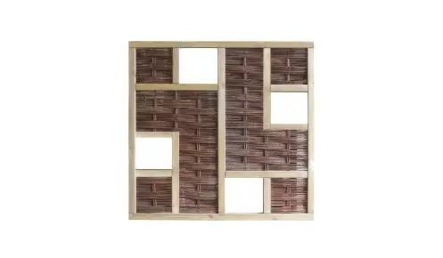 Weidensichtschutz Elemente aus geflochtener Weide und lbraun gebeiztem Kiefernholz mit einem Maß von 180 x 180cm