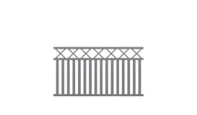 Alu Rahmenzaun Pellworm 200 x 110 cm mit offener X-Reihe und senkrechten Streben
