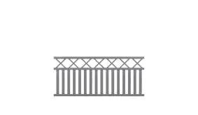 Alu Rahmenzaun Pellworm Zaunelement 200 x 90 cm in Grau mit X-Dekor und senkrechten Streben.