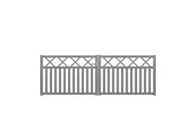 Alu Rahmenzaun Pellworm Doppeltor 300 x 90 cm mit zwei Flügeln und senkrechten Streben.