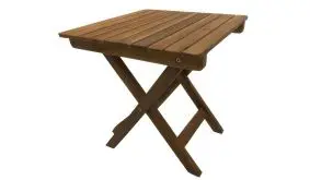 Klappbarer und robuster Balkontisch aus geöltem, witterungsbeständigem Akazienholz mit einer Größe von 38 x 38 x 40 cm, der sich ideal als Beistelltisch eignet.