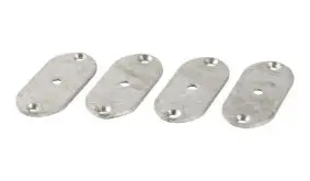 7 x 3 x 0,3 cm Zaunbeschläge aus Stahl zur Befestigung der Rattan Sichtschutzelemente Madrid am Holzpfosten. Lieferumfang: Set aus 4 x Beschläge inkl. 12 x rostfreie Schrauben 