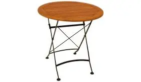 Stilvoll und praktisch: Der runde Biergarten Tisch ist für kleinere Balkone und Terrassen perfekt