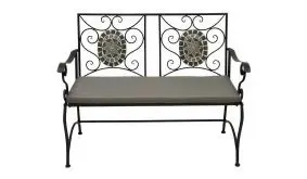 Die elegante 116 x 56 x 90 cm Bistro Sitzbank bietet zwei Personen Platz. Sie wird mit Sitzpolster geliefert