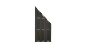 Abschlusselement gefertigt aus BPC-Lamellen und Querriegeln aus Aluminium. Maß: 84,3 x 180 auf 90 cm