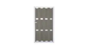 100 cm breites Tor gefertigt aus BPC-Lamellen und Aluminium-Querriegeln. Farbe: Hellgrau