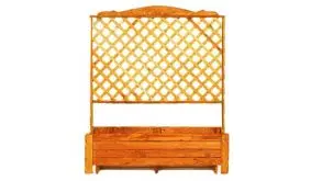 Der Pflanzkasten Twer ist aus honigbrauner Kiefer / Fichte gefertigt. Das Maß beträgt 110 x 30 x 140 cm