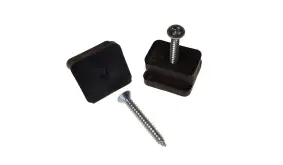 Komplettes Distanzstückset bestehend aus 2 Abstandshaltern und 4 zugehörigen Schrauben zum Bauen von Steckzäunen