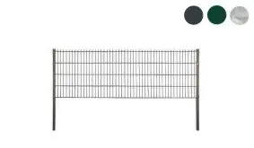 Universallösung für Außenanlagen: 6/5/6 Doppelstabmatten Eco, erhältlich in Feuerverzinkt, Pulverbeschichtung Anthrazit (RAL 7016), Pulverbeschichtung Grün (RAL 6005)