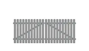 Gartentore aus Kunststoff mit 10 Jahre Garantie. Inkl. verstellbare Edelstahlbeschläge (6mm starke Ladenbänder vormontiert), Überwurf, Bodenriegel, Metallhülsen und Arretierung.