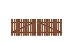 Wetterfestes Kunststoff Doppeltor, 308 x 100 cm, braun (RAL 8016), inkl. verstellbare Edelstahlbeschläge (6mm starke Ladenbänder vormontiert), Überwurf, Bodenriegel, Metallhülsen und Arretierung.