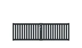 Doppeltor mit 10 Jahren Garantie auf UV-Beständigkeit. Aluminium, 300 x 90 cm, DIN-R, anthrazit, inkl. Torbänder, Schließblech, mittiger Torfeststeller, Arretierungen für Torflügel, Schloss mit Profilzylinder und Edelstahl-Drückergarnitur