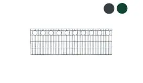 Eine Reihe mit Dekorringen, 6/5/6 mm Drahtstärke und 50 x 200 mm Maschenweite zeichnen den Drahtzaun aus