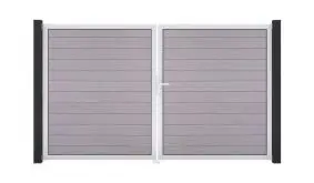 Bi-Color weißes Esbjerg Doppeltor aus wetterfestem BPC mit umlaufendem, nichtrostendem Aluminiumrahmen