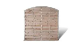 Ein bogenförmiges Sichtschutzelement aus Kiefernholz und einem Maß von 180 x 180 auf 160cm