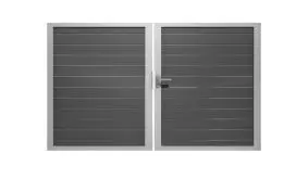 300 cm breites, doppelflügeliges Tor aus witterungsbeständigem Aluminium in der Farbe Anthrazitgrau