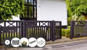 Das Komplettset der Gartenzäune Vinesse lässt sich kinderleicht konfigurieren - zur Auswahl stehen eine Version in Weiß und eine in Schwarz. Schnell geliefert inkl. Montagezubehör.