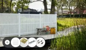 Holz Sichtschutz Sendai Weiß Komplettset
