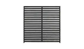 Wetterfeste Sichtschutzelemente aus fungizid und farbgrundiertem Kiefernholz. Rahmenstärke: 35 x 35 mm