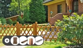 Das Jägerzaun Komplettset ist kinderleicht zu konfigurieren und wird frei Bordsteinkante zu Ihnen nach Hause geliefert. Zur Auswahl stehen 3 verschiedene Zaunhöhen sowie optionale Zauntore.