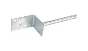 Verzinkter L-Pfostenträger 9 x 9 x 20 cm mit Riffelstahldolle zum einbetonieren.