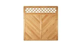 Sichtschutz Zaun aus Sibirischer Lärche mit Rankgitter. 180x180cm. Rankstäbe: ca. 12 x 30 mm. Maschenweite: ca. 6 x 6cm