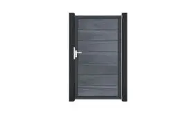 100 cm breites Tor Maribo Maxi bestehend aus witterungsbeständigen BPC-Lamellen und rostfreiem Aluminiumrahmen in Anthrazit