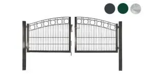 Zweiflügeliges 3000 mm Stabgitterzaun Tor für PKW-Einfahrten. Erhältlich in den Höhen 600, 800, 1000 und 1200 mm
