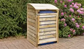 Optisch attraktive 75 x 90 x 120 cm Einzel-Mülltonnenbox aus Kiefer/Fichte (KDI) für einen 240-Liter-Abfallbehälter