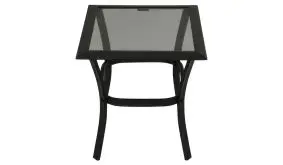 Praktischer Beistelltisch (Variante klein: 45 x 45 x 48 cm) mit einer Tischplatte aus Glas und einem  stabilen Aluminiumgestell
