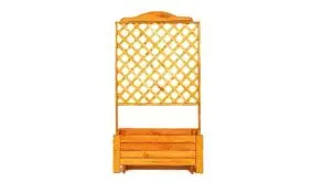 Der Pflanzkasten Twer ist aus honigbrauner Kiefer / Fichte gefertigt und hat das Maß 70 x 30 x 140 cm 