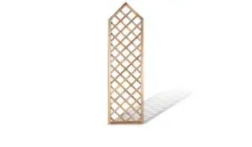 Ein 60 x 210 auf 180cm spitz zulaufendes Rankgitter mit einer Maschenweite von 10 x 10cm