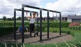 Reckstange Garten Maxi für Jung und Alt: Den Fitnessblock gibt es in 3 unterschiedlich ausgestatteten Modulen, jeweils druckimprägniert oder schwarz farbgrundiert