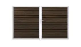 Rhombus Doppeltor aus wetterfestem WPC im Maß 300 x 180 cm. Farbe: Walnuss