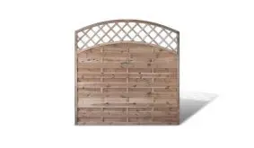 Ein bogenförmiges Sichtschutzelement aus Kiefernholz und einem Maß von 180 x 180 auf 160cm