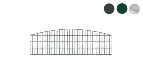 Die 2418 mm breiten Stabmatten Extra gibt es in den Höhen 600, 800, 1000 und 1200 mm. Feuerverzinkt und pulverbeschichtet