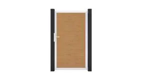 Steckzauntor aus wetterfesten PVC Lamellen im Dekor Asteiche. Maß: 100 x 180 cm