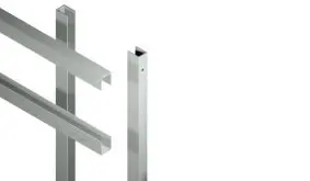 WPC Steckzaun Rahmenprofil Set aus verzinktem Stahl. 1 Stk. Topprofil, Länge: 180 cm und 2 Stk. Seitenprofile, Länge: 175 cm