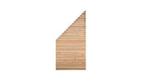 Zaun Rhombus Abschlusselement mit 90cm Breite x 90cm Höhe (Linke Seite) auf 180cm (Rechte Seite), Sibirische Lärche, Edelstahl verschraubt