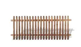 Senkrechtzaun aus brauner druckimprägnierter Kiefer/Fichte. 250x150cm. Lattenstärke: ca. 55 mm