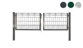 Das zweiflügelige 3000 mm Mattenzaun Tor mit S-Reihe ist in vier Höhen verfügbar: 600, 800, 1000 und 1200 mm