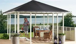 Der Plus Pavillon in der offenen Ausführung. Er bietet Ihnen einen perfekten Ort zum Entspannen und Genießen