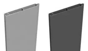 Die Alu Lamelle von meingartenversand.de in der Farbe Anthrazitgrau. Das Maß ist 180 x 15 x 2 cm. Die Lamellen haben Nut & Feder.