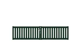 Pflegeleichtes Doppeltor aus Aluminium, 300 x 70 cm, DIN-R, grün, inkl. Torbänder, Schließblech, mittiger Torfeststeller, Arretierungen für Torflügel, Schloss mit Profilzylinder und Edelstahl-Drückergarnitur