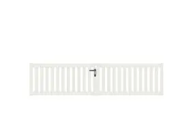 Pflegeleichtes Doppeltor aus Aluminium, 300 x 70 cm, DIN-R, weiß, inkl. Torbänder, Schließblech, mittiger Torfeststeller, Arretierungen für Torflügel, Schloss mit Profilzylinder und Edelstahl-Drückergarnitur