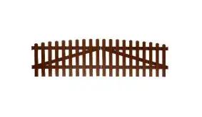 Aluminium Gartenzäune Aubing mit einem Maß von: 300 x 70 auf 80 cm. Mit einem Oberbogenverlauf. Farbe: Braun.