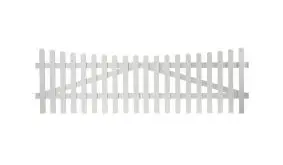 Aluminiumgartenzäune Neuhausen. Doppeltor mit einem Maß von 300 x 100 auf 90 cm. Farbe: Weiß, mit einem Unterbogen.