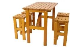 Für Innen- und Außenbereiche: Das urige 5-teilige Barmöbel Set aus massiven 40 mm Kiefernplanken