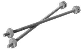 Für die Betonmontage des Bodenankers Ulm: Befestigungsset mit zwei 60 cm Gewindestangen inkl. Muttern und Unterlegscheiben